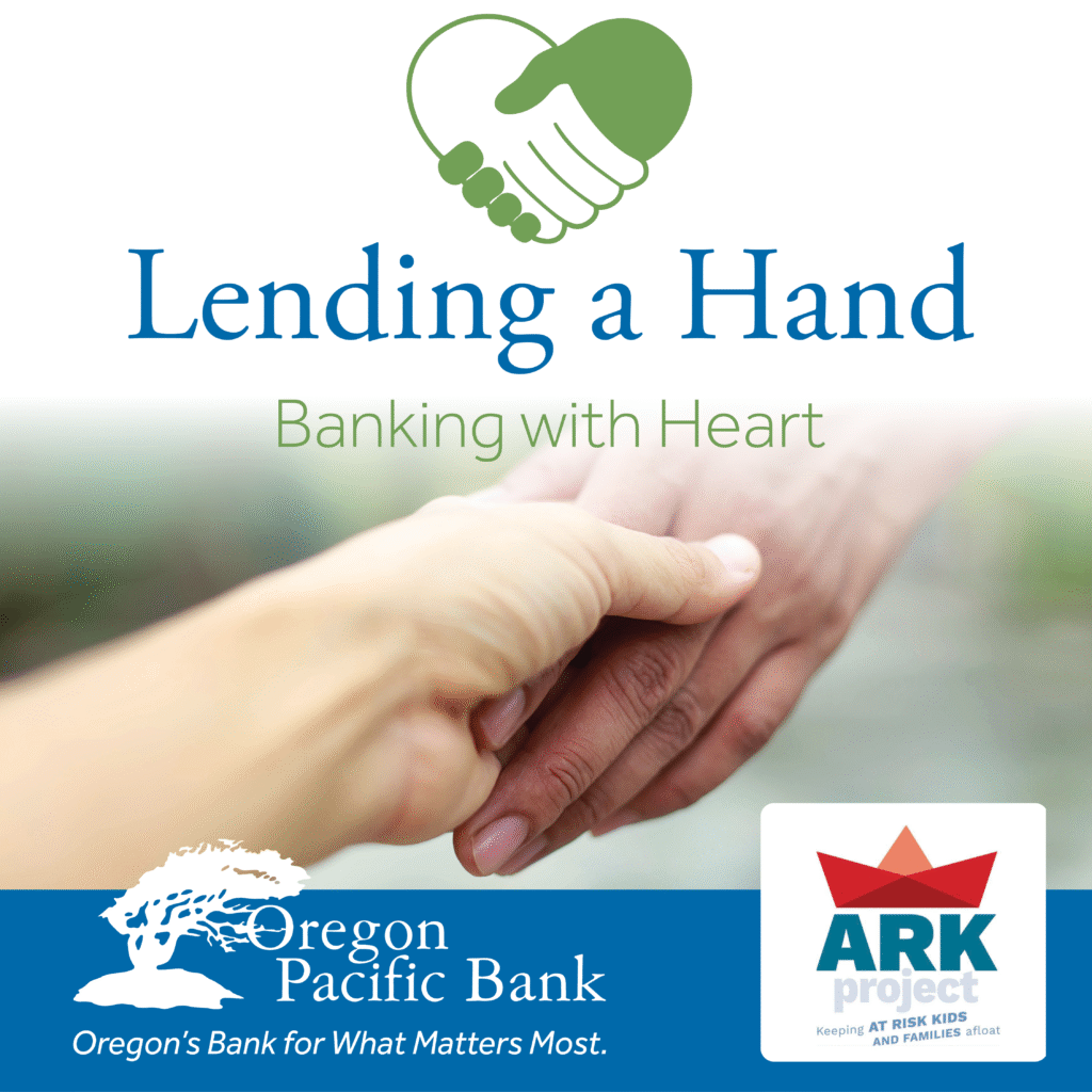 Coos Bay Branch campaign graphic for ARK Project with helping hands.
